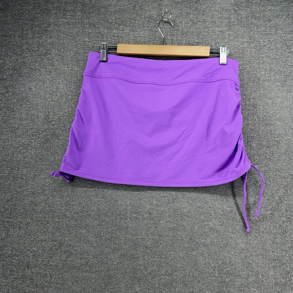 Athleta Scrunch Cover Up Skirt Women Size Medium Purple Swim Beach Summer
